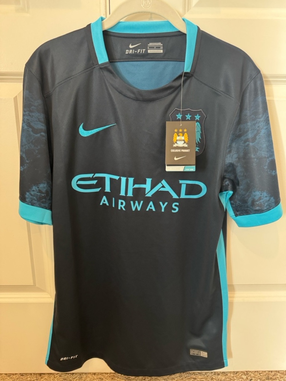 Nike Manchester City Etihad Futbol/ Soccer Away Jersey - Navy & Teal